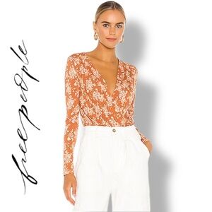 Free People Turnt Bodysuit in Copper Floral - Size XS - EUC Condition